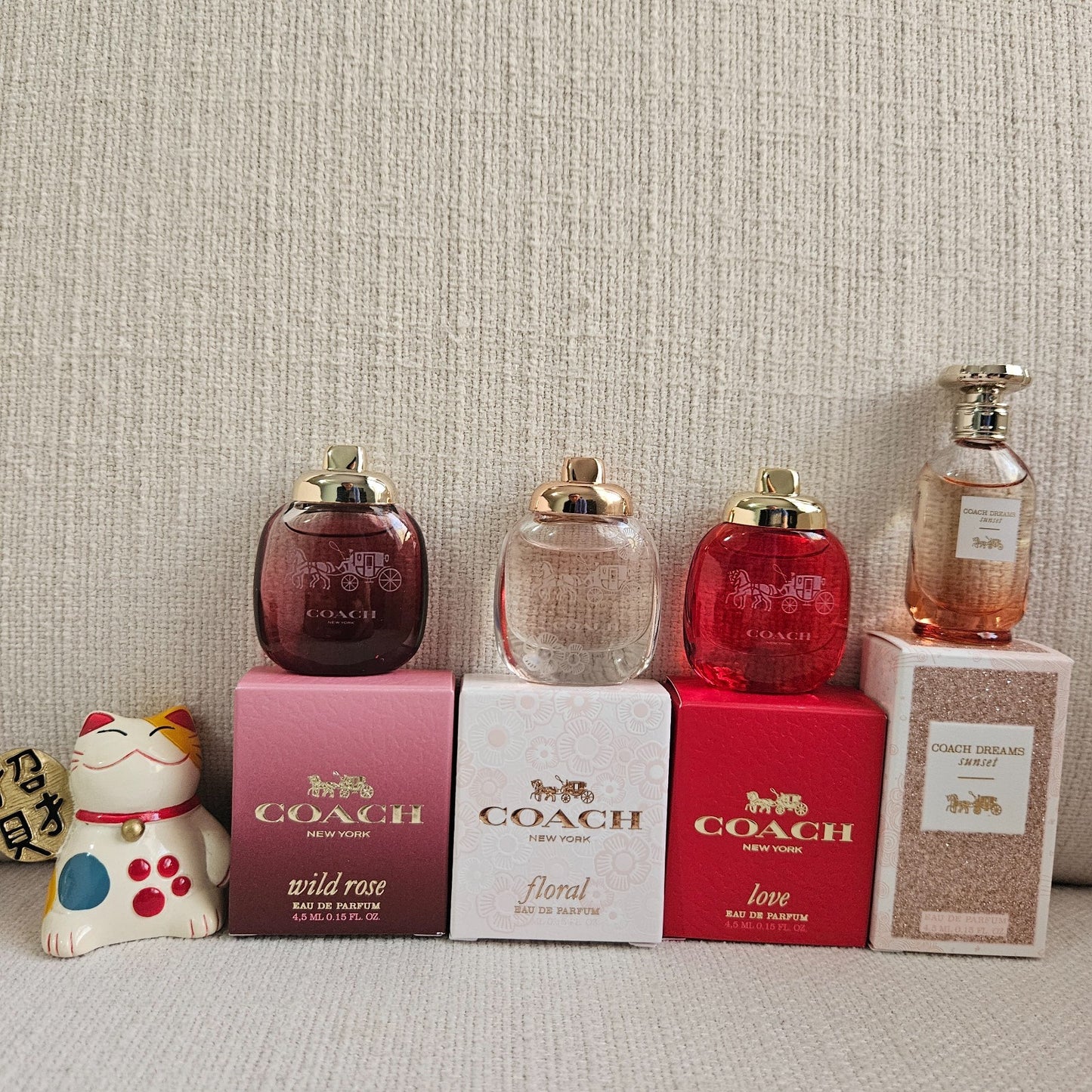 NIB! Coach Mini Perfume Set 4 x 4.5ml | Floral, Wild Rose, Love, Sunset - Authen