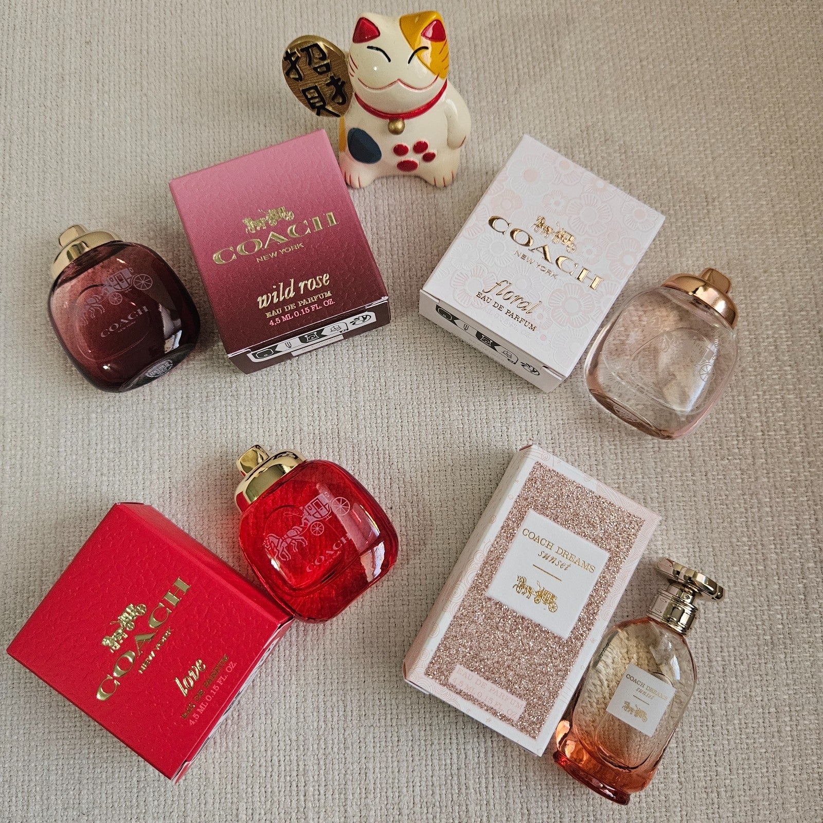 NIB! Coach Mini Perfume Set 4 x 4.5ml | Floral, Wild Rose, Love, Sunset - Authen