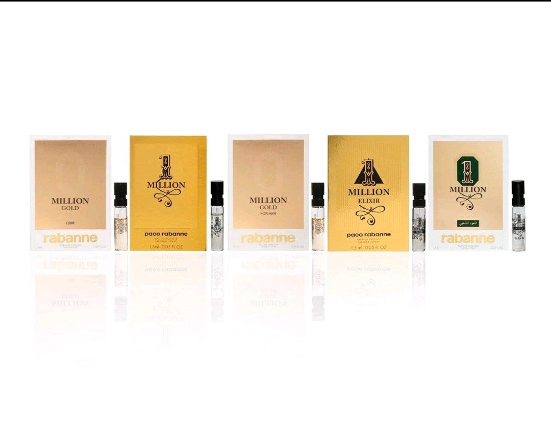 Rabanne 1 Million Fragrance Sample Lot | 5 Carded Samples | New | 1.5 ml Each