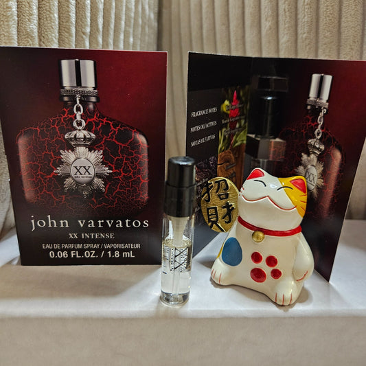 2X John Varvatos XX Intense EDP SAMPLE Spray Vial 0.06 oz/1.8ml SPRAY NEW AUTHEN