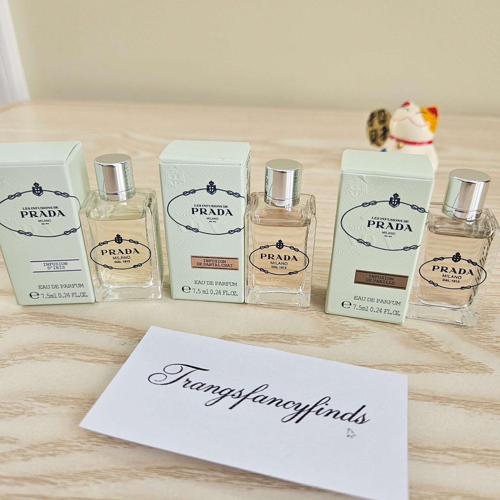NIB!Prada Les Infusions Mini Set 7.5mL Iris Santal Vanille Eau De Parfum Lot X 3