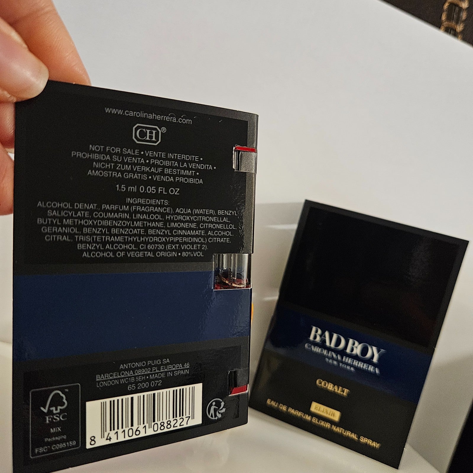 Carolina Herrera Bad Boy Cobalt Elixir EDP 1.5mL Sample Vial Lot of 2 NEW