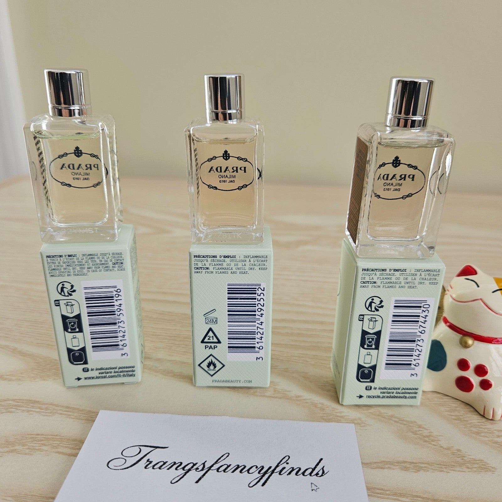 NIB!Prada Les Infusions Mini Set 7.5mL Iris Santal Vanille Eau De Parfum Lot X 3