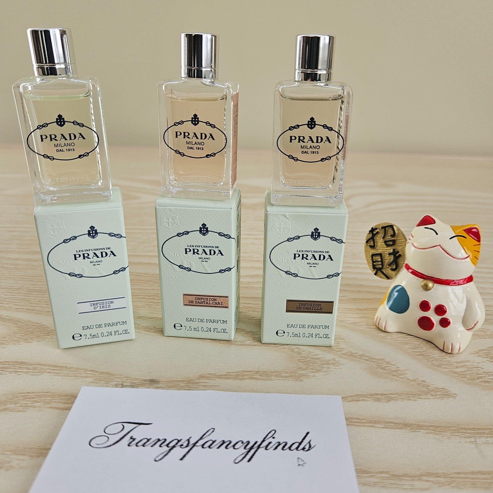 NIB!Prada Les Infusions Mini Set 7.5mL Iris Santal Vanille Eau De Parfum Lot X 3
