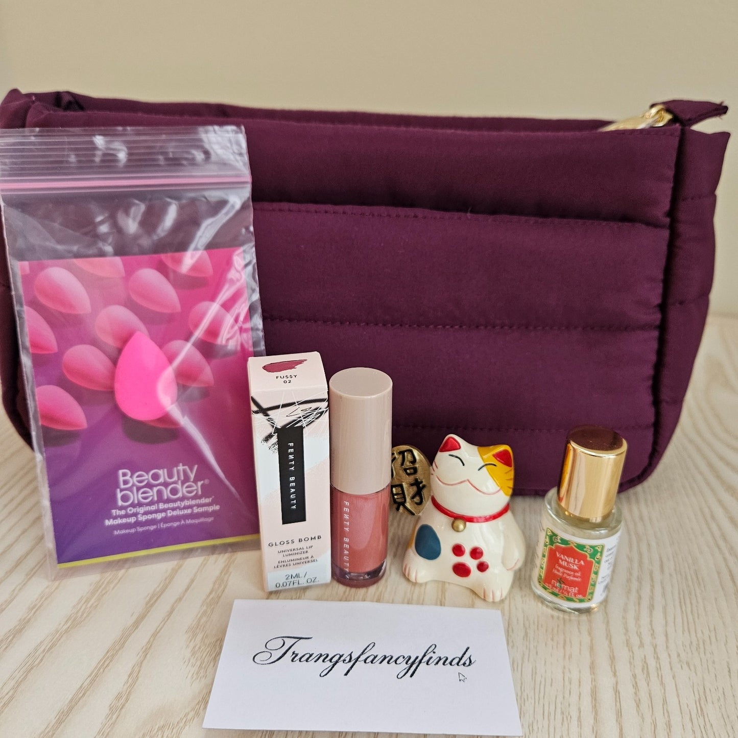 Fenty Beauty Gloss Bomb Mini + Beautyblender Sample + Vanilla Musk Roller 5ml +