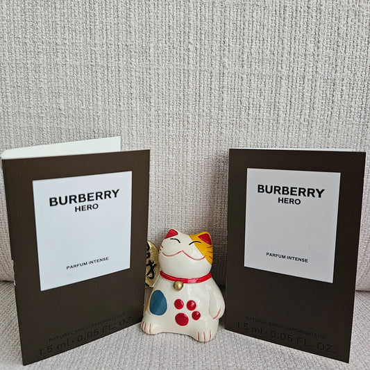 LOT OF 2 X BURBERRY HERO  PARFUM INTENSE FOR MEN SAMPLE SPRAY 1.5 ML NEW