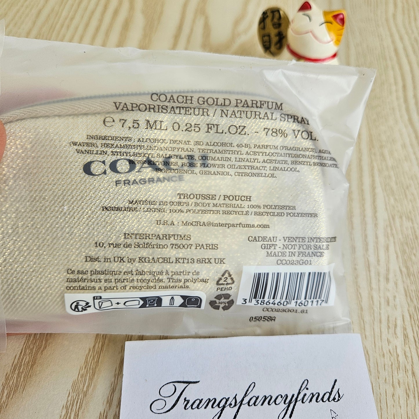 Coach Gold Parfum 7.5mL Travel Spray + Gold Pouch Gift Set New