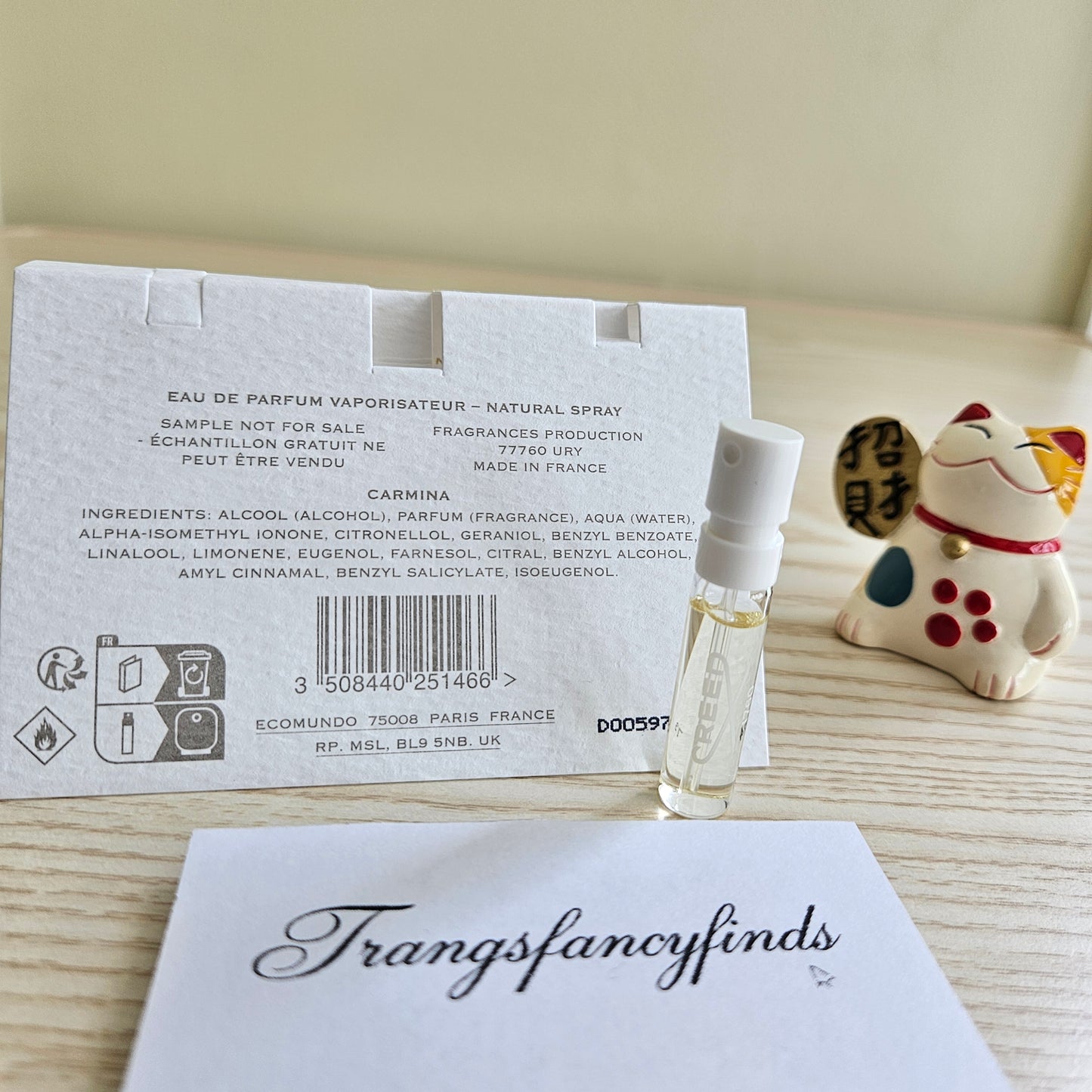 Creed Carmina EDP Authentic Sample Vial Spray 1.7mL Made in France
