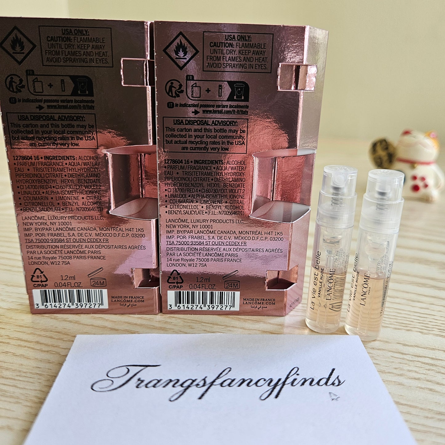 Lancôme La Vie Est Belle Vanille Nude EDP Sample Spray x2 1.2mL Authentic