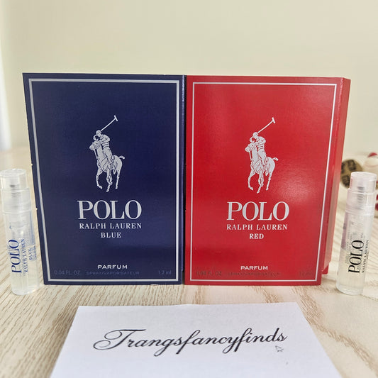 Ralph Lauren Polo Blue & Red Parfum Sample Vials 1.2ml Each Set of 2
