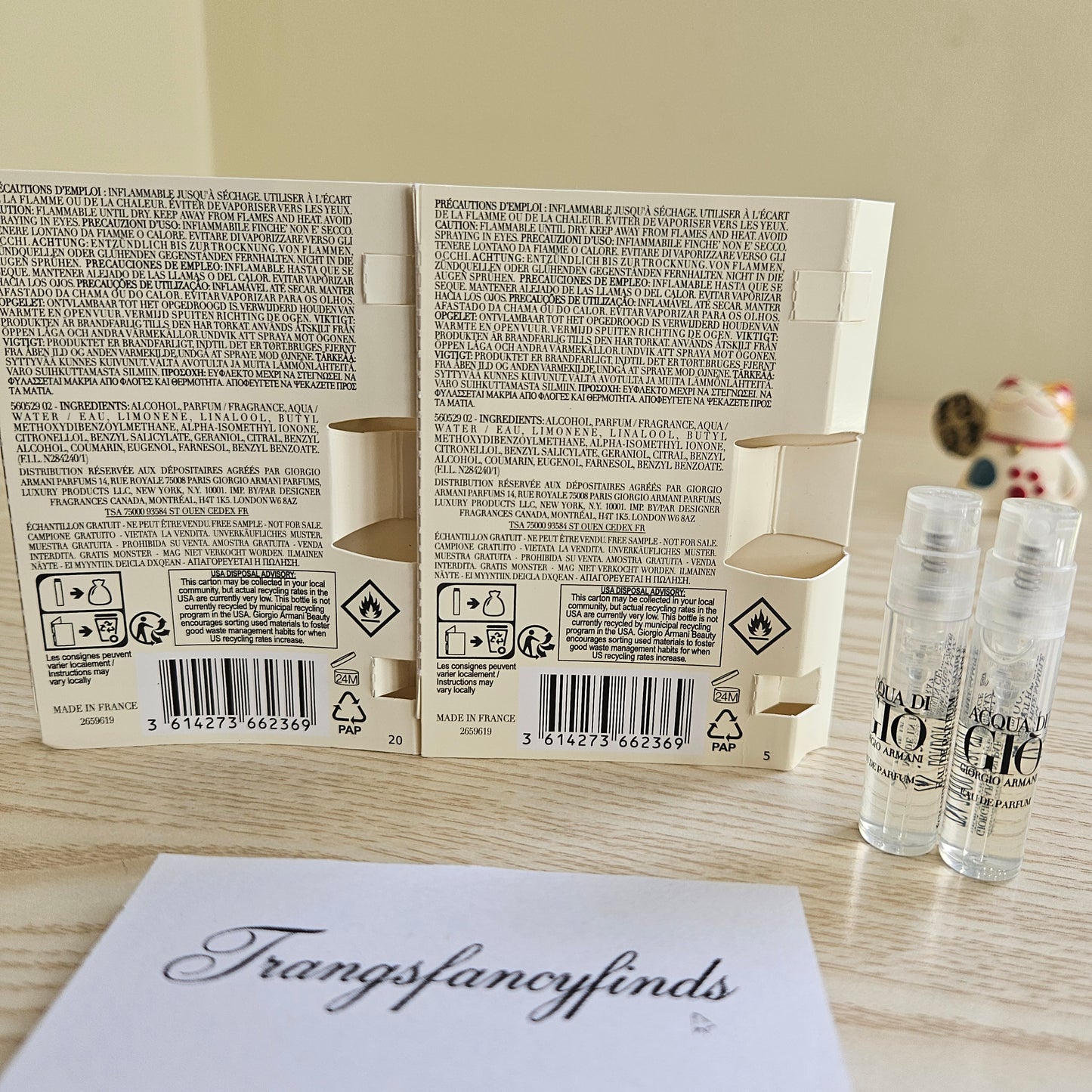 Giorgio Armani Acqua Di Gio EDP Sample Vials Lot x2 Authentic 1.2mL Spray
