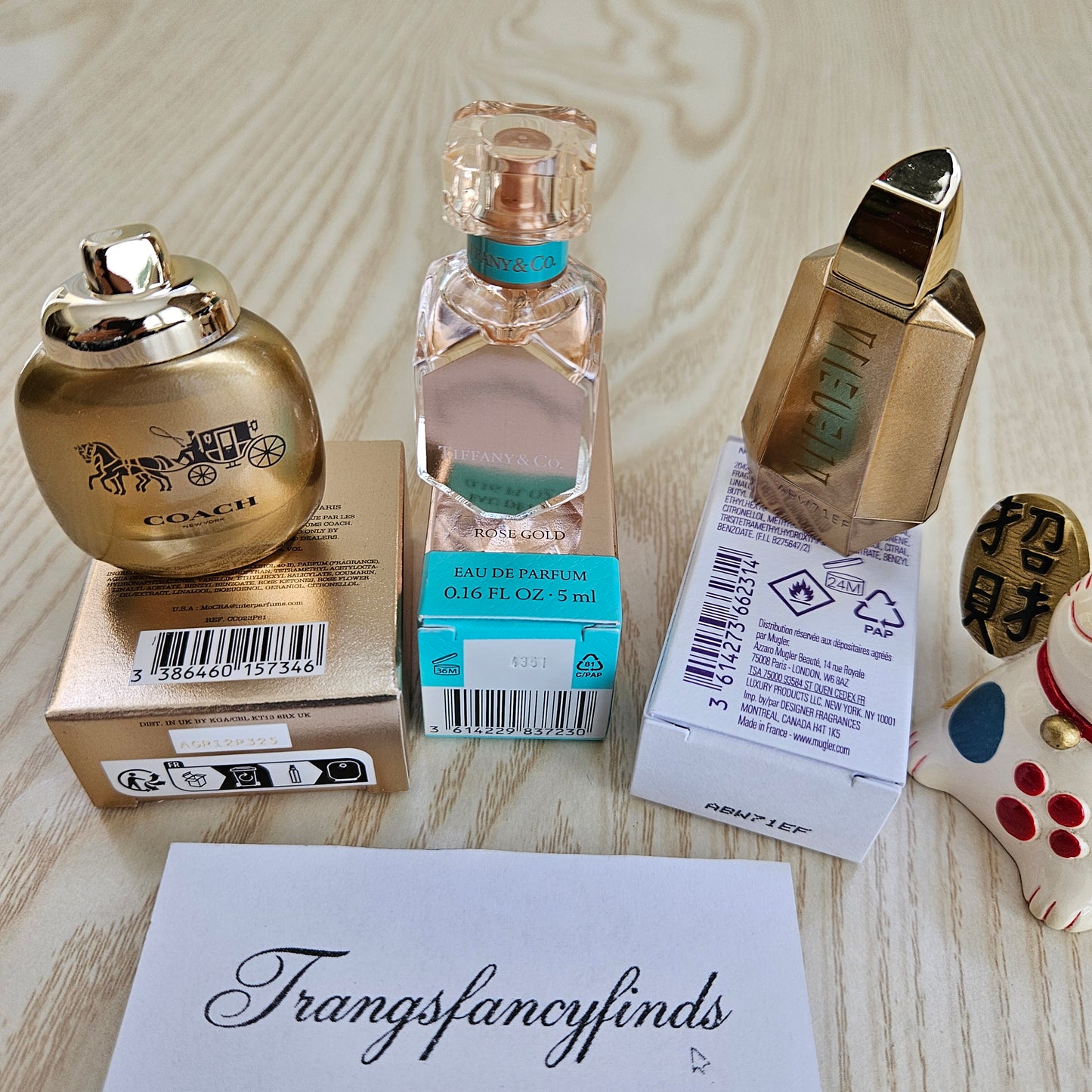 Mini Set 3pc Coach Gold Parfum +Tiffany Rose Gold EDP+ Mugler Alien Goddess NIB