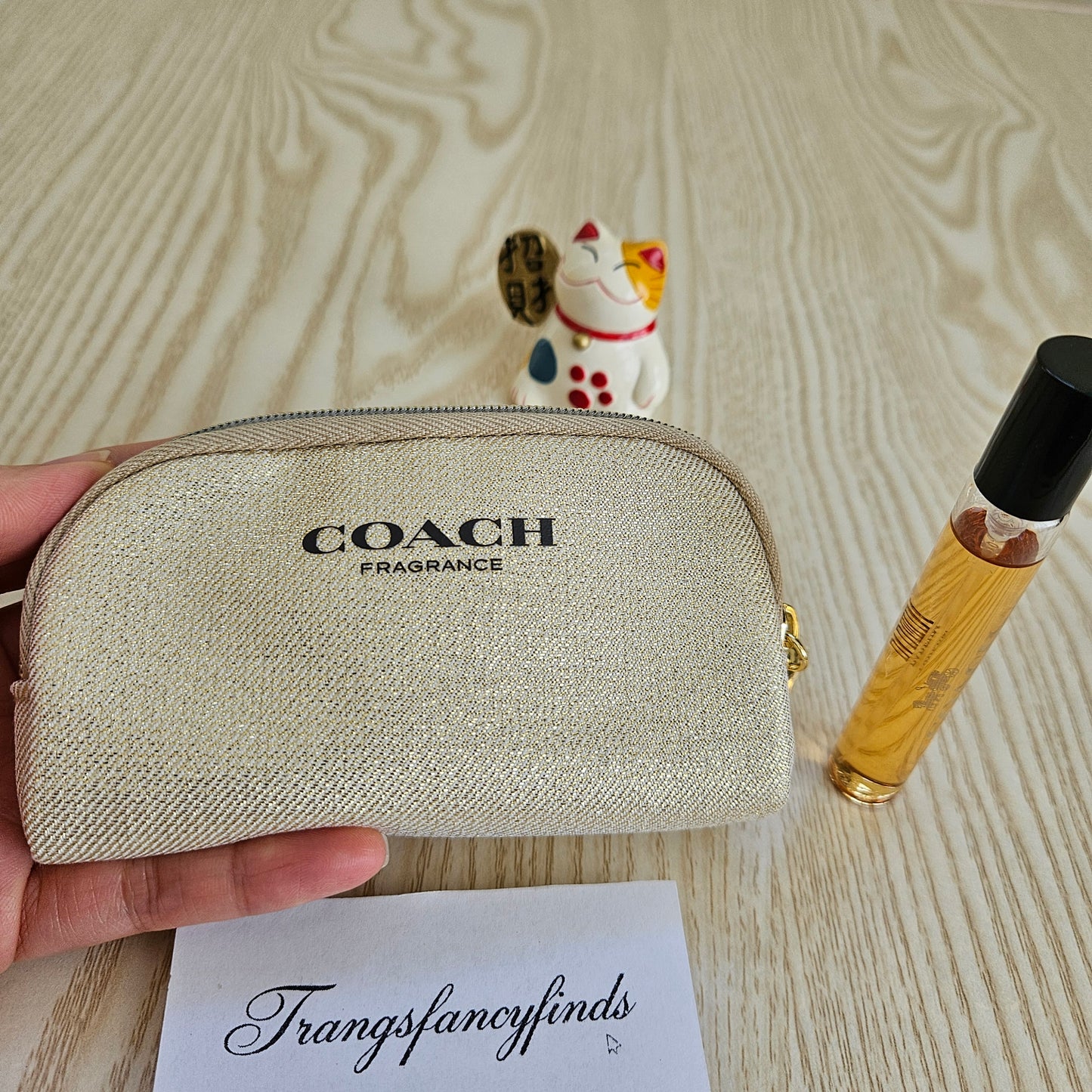 Coach Gold Parfum 7.5mL Travel Spray + Gold Pouch Gift Set New