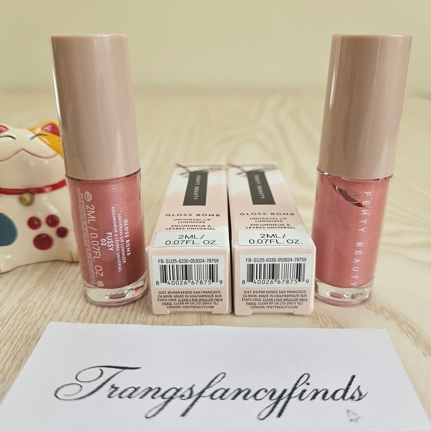 Fenty Beauty Gloss Bomb Universal Lip Luminizer Mini 2mL Fussy 02 Set of 2 NIB