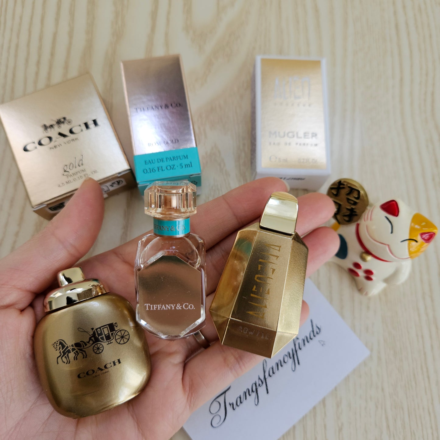 Mini Set 3pc Coach Gold Parfum +Tiffany Rose Gold EDP+ Mugler Alien Goddess NIB