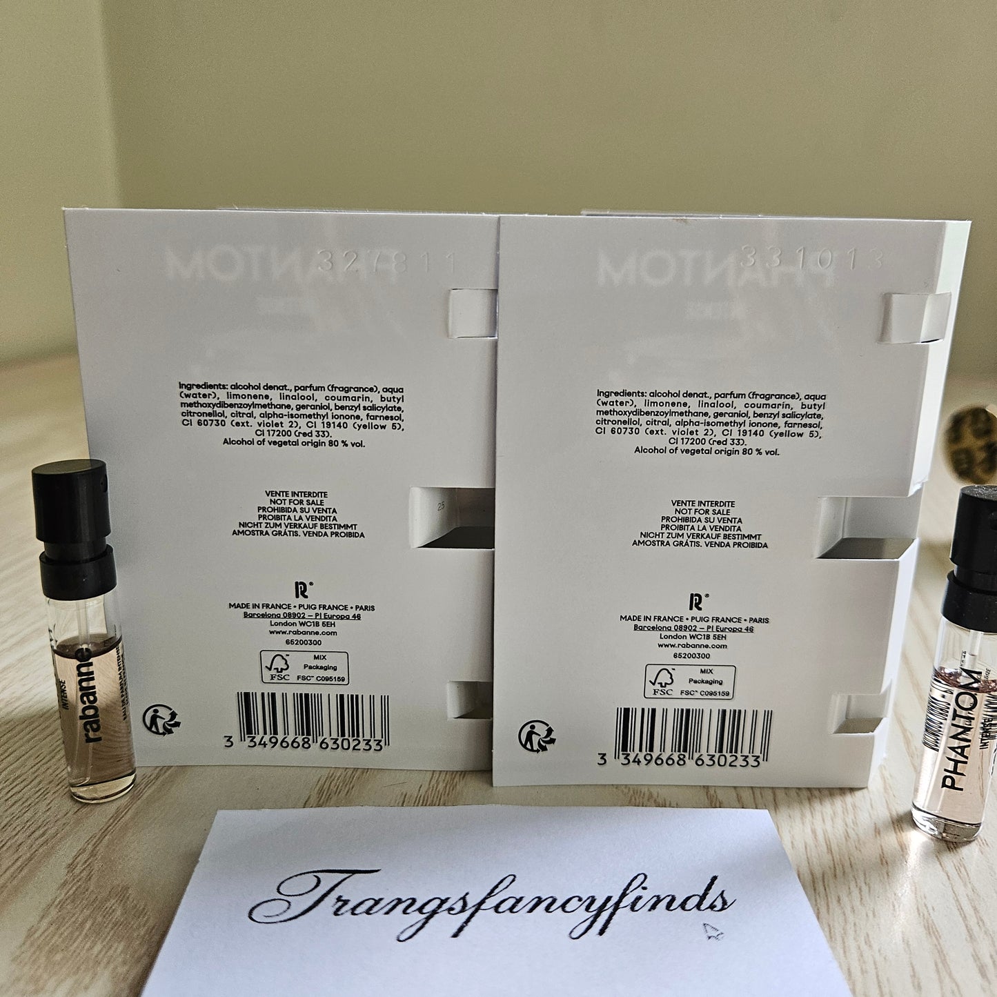 Rabanne Phantom Intense EDP 1.5mL Vial Sample Spray x2 Authentic Men