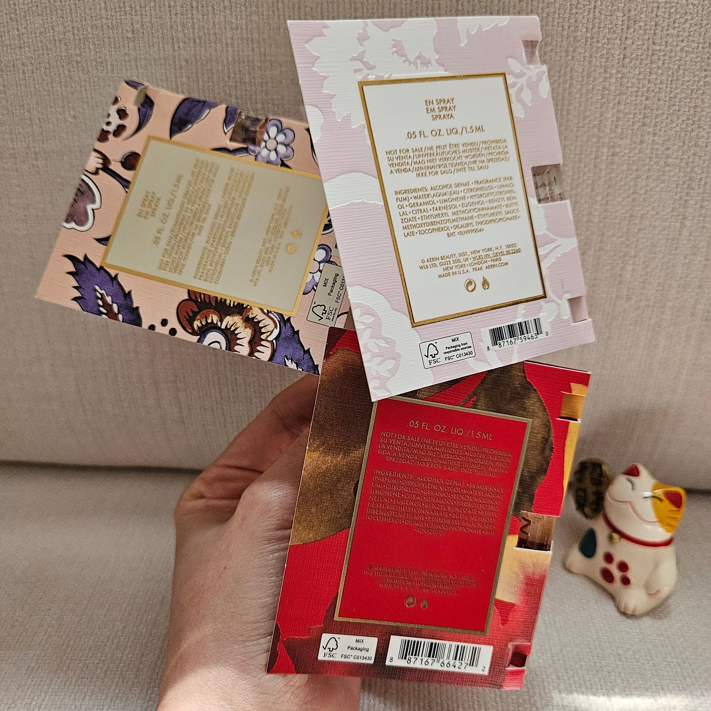 AERIN EDP Sample Spray Set 3pc Rose de Grasse Joyful Bloom Rouge Amber Musk